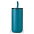 A drink bottle in teal with a black lid and a straw, featuring a sleek and modern design.