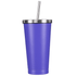 A drink bottle in vibrant purple with a stainless steel lid and straw, featuring a sleek, modern design.