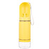 A drink bottle in bright yellow, featuring a transparent bottom section and a built-in straw with a lid.