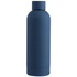 A drink bottle in a matte navy blue finish, featuring a simple design and a screw-top lid.