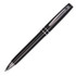 A black stylus plastic pen with a sleek design and a silver clip. It features a logo on the barrel.