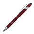 A deep red aluminium stylus pen featuring a chrome clip and tip. It has a branding logo on its surface.