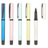A set of Avalanche plastic pens in blue, pink, light blue, green, and white, featuring a branding logo.