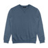A unisex sweatshirt in a muted blue colour, featuring long sleeves and a crew neckline. It has a logo on the label.