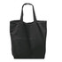 A tote bag in black fabric with two handles, suitable for carrying various items.