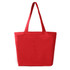 A red tote bag with two sturdy handles, featuring a simple design without visible logos.