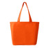 An orange tote bag with two handles, made from sturdy fabric. The bag has a simple and clean design.