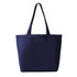 A tote bag in navy blue with two handles and a simple design, featuring a logo.