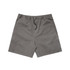 A pair of faded grey shorts featuring an elastic waistband and drawstring. The fabric appears lightweight and casual.