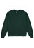 A green crew sweatshirt with a simple design and long sleeves. It features ribbed cuffs and a neckline.