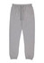 A pair of light grey women's track pants with an elastic waistband and drawstring, featuring side pockets.