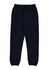 A pair of women's track pants in navy blue with an elastic waistband and cuffs at the ankles.