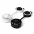 A black and white magnetic rechargeable fan with a Type C charging port and a logo on both pieces.