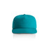 A teal cap with a curved brim and a plain design, featuring a logo on the front.