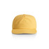 A yellow cap with a curved brim and a logo on the front, featuring a classic baseball cap design.