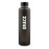 A drink bottle in a sleek black matte finish with a screw-top lid and a logo.
