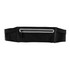 A black sports running belt bag featuring a front zip pocket and a reflective strip. It has an adjustable strap.