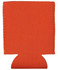 An orange collapsible neoprene stubby holder with a base cutout and stitched edges. It features a logo.