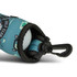 A golf ball holder in teal featuring a fun golf-themed design and a sturdy clip for attachment.