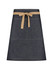A dark denim waist apron featuring a beige tie and discreet branding. Designed for workwear use.