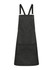 A dark grey bib apron featuring adjustable straps and a front pocket, suitable for workwear applications.