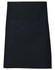 A black short waist apron featuring a front pocket and a simple design with a branding logo.
