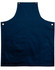 A navy canvas bib apron featuring a pocket and metal grommet details.