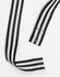 Two-tone apron straps in black and white, featuring alternating stripes and a looped end for attachment.