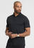 A men's short sleeve polo in black featuring a fitted design and a collar, with a logo on the chest.