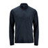 A dark navy men's pullover featuring a 1/4 zip neck and long sleeves, with a logo on the chest.