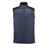 A navy thermal vest with a high collar and front zip, featuring a logo. Suitable for layering.