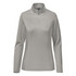 A women's light grey 1/4 zip pullover with long sleeves, featuring a collar and a discreet logo.