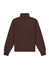 A brown women's 1/4 zip jumper, featuring a high collar and long sleeves, with a logo on the back.