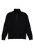 A black men's 1/4 zip jumper featuring a high collar and long sleeves, with a small zip at the front.