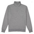 A grey 1/4 zip jumper with long sleeves and a high collar, featuring a logo on the chest.