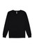 A black long sleeve T-shirt featuring a crew neckline and fitted cuffs. It has a logo on the label.