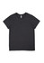 A women's short sleeve tee in dark grey, featuring a simple design and a logo on the label.