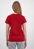 A red women's short sleeve tee is displayed from the back, featuring a simple design and a fitted silhouette.