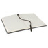 An open RPET felt soft cover notebook with lined pages and a ribbon bookmark, featuring a grey cover.