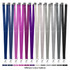 Various polyester lanyards in shades of blue, purple, grey, and black, featuring clips and a range of lengths.