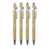 A set of four Napoli Bamboo Pens in natural bamboo with black, blue, red, and green ink options. Each pen features a silver clip and branding.