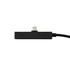 A black charging cable with a textured surface and USB connector. It features a rectangular design with a braided cable.
