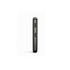 A sleek black solid state power bank with a slim profile and ports on one side, featuring a branding logo.