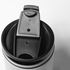 A drink bottle featuring a black lid with a secure opening mechanism, set against a white background.