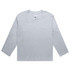 A light grey long-sleeve tee with a round neckline and a logo. Featuring a simple, minimalist design.