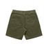 Cord shorts in olive green featuring a relaxed fit and elastic waistband, with two back pockets.