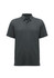 A dark grey men's polo shirt with a classic collar and short sleeves, featuring a logo branding.