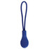 A blue zip puller with a textured grip, featuring a looped handle for easy use.