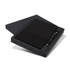 A black notebook and pen set presented in a matching black gift box featuring a logo.