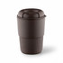 A drink bottle in a dark brown colour with a ribbed design and a secure lid. Features a branding logo.